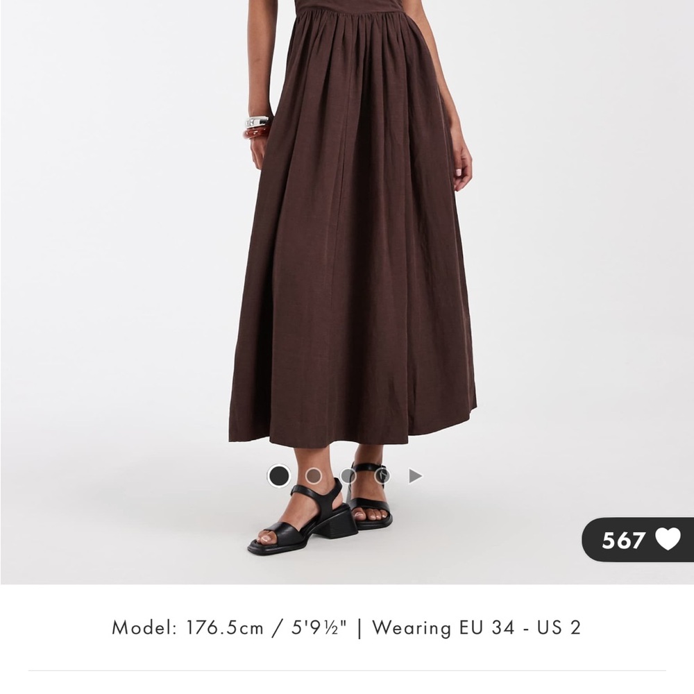 & Other Stories Brown Corset Puff Midi Dress NWT Size 4
